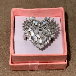 Sold  angel wings, sterling silver heart, baguette, moissanite ring